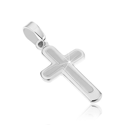 Cruce latină argint - v&acirc;rfuri rotunjite, mijloc mat