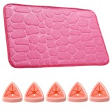 Cumpara ieftin Covoras de baie cu spuma de memorie, Anti-Derapant, Ultra-Absorbant, 60 x 40 cm si 5 Suporti Impermeabili Autoadezivi cu Sistem Push Free pentru Proso