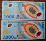 Cumpara ieftin Bancnota 2000 Lei 1999 Rom&acirc;nia UNC, Serie Consecutivă - Numismatică Rom&acirc;nia