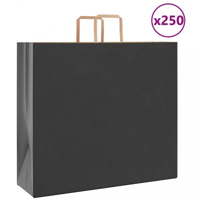 vidaXL Pungi de h&amp;acirc;rtie 250 buc cu m&amp;acirc;nere negre 54x15x49 cm 4101878 foto
