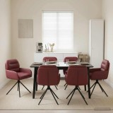 Cumpara ieftin Scaune de dining rotative 6 buc. Piele artificiala Rosu Vin
