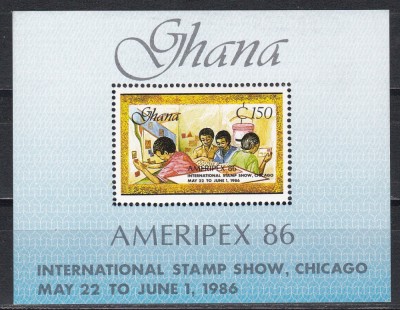 Ghana 1986-Expoziția internațională de timbre &amp;bdquo;Ameripex &amp;#039;86&amp;rdquo;-Chicago,Colita, MNH foto