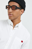 Cumpara ieftin HUGO cămașă din bumbac bărbați, culoarea alb, cu guler button-down, slim 50479302