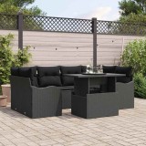 VidaXL Set de canapele pentru grădină 7 pcs Negru 100 x 55 x 73 cm