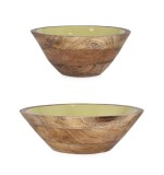 Cumpara ieftin Set 2 boluri lemn mango email galben Thara &Oslash;25,5x10,5h, &oslash;30,5x14h