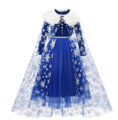 Rochie/rochita Elsa cu trena si guler blanita