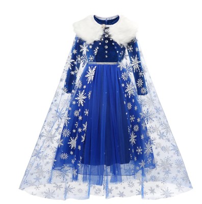 Rochie/rochita Elsa cu trena si guler blanita foto