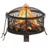 Vatra de foc rustica, cu vatrai, 67,5 cm, otel, XXL, vidaXL