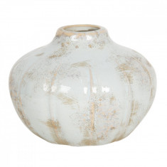 Vaza pentru flori ceramica alba maro ? 14 x 11 h Elegant DecoLux foto