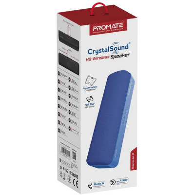 Boxa portabila PROMATE Capsule-2, Bluetooth, MicroSD, albastru foto