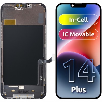 Display cu Touchscreen ZY pentru Apple iPhone 14 Plus, cu Rama, Versiune LCD In-Cell IC Movable, Negru foto
