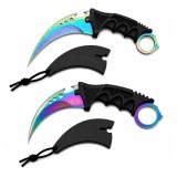 Cumpara ieftin Set doua cutite karambit vanatoare DEPOX&reg;, lamă fixă, oțel inoxidabil 420, multicolor, 19 cm