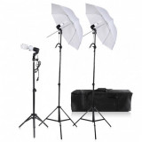 Cumpara ieftin Kit studio foto,lumini,2 umbrele,2 trepiezi 200,1 mini trepied,3 x becuri foto + geanta transport