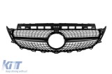 Grilaj crom/negru cu diamant, potrivit pentru Mercedes E-Class W213 sedan, S213 break, C238 coupe, A238 cabriolet 2016-2019 cu deschidere pentru camer