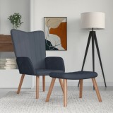 VidaXL Scaun de relaxare cu taburet, gri &icirc;nchis, catifea