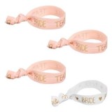 Bratari de Petrecere Bride &amp; Team Bride, Set 4 buc, 26x1.5cm, Alb și Roz, CMCLASS