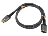 Cablu HDMI 2.1 Goobay 1m Negru-Gri Mufă Textilă Soclu 79104