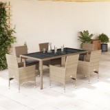 Gossi set mobilier de gradina cu perne 7 piese bej poliratan &amp; sticla