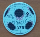 AUSTRIA-(2001-2008)-Timbre-cu val. in euro-''FOTBAL-UEFA-2008''-format ciudat (rotund) Imprimat pe piele-MNH-nestampilat-Vezi-Scan