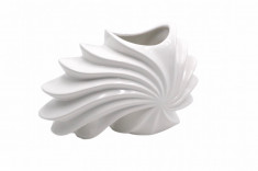 Vaza cu decor special, model asimetric, ceramica, alba, 12x26x17 cm, model 1 foto