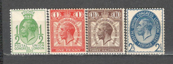 Anglia/Marea Britanie.1929 Congres mondial postal Londra 4 buc. GA.6
