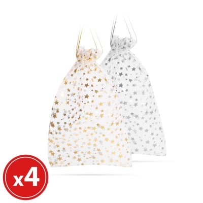 Sacoşă, pt. cadouri - textil organza - 23 x 16 cm, 4 buc. / pachet foto