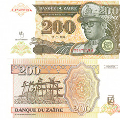 Zair 200 Noveaux Zaires 1994 P-61 UNC