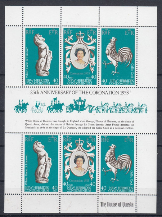 New Hebrides 1978 - Regalitate - QUEEN ELISABETH - 25 Ani de la Incoronare - MNH