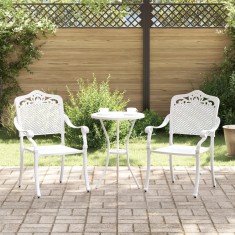 vidaXL Set scaune de grădină, 2 buc., alb, aluminiu turnat