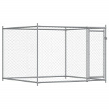 Cusca pentru caini cu usa, gri, 2x2x1,5 m, otel galvanizat GartenMobel Dekor, vidaXL