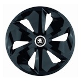 Set 4 capace roti pentru Skoda Nou Alb-Negru, model Roco Black, R15