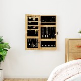 Dulap Bijuterii cu Oglinda &amp; LED, Montaj pe Perete, Blocabil, 31.5x9x67cm