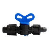 Robinet de gradina, pentru banda irigatii prin picurare, cu capac, negru, polipropilena, D 17 mm, set 2 buc