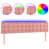 Tăblie de pat cu LED, roz, 160x5x78/88 cm, catifea