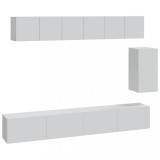 Set dulap TV, 6 piese, alb, lemn prelucrat