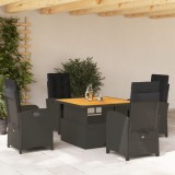 VidaXL Set mobilier de grădină cu perne, 5 piese, negru, poliratan