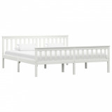 Cadru de pat din lemn masiv de pin, alb, 180 x 200 cm, Cires, Dublu, Cu polite semirotunde, vidaXL