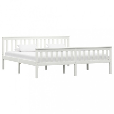 Cadru de pat din lemn masiv de pin, alb, 180 x 200 cm foto
