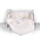Set lenjerie pat 7 piese Lorelli Lily Happy Hippo Beige, bumbac ranforce