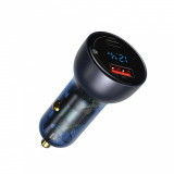 INCARCATOR auto Baseus Particular Digital Display QC+PPS,1xUSB Output 4.5V/5A,1xUSB Type-C Output 5V/3A,65W, pt. bricheta auto, afisaj digital,gri &amp;qu