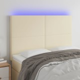 Cumpara ieftin Tăblie de pat cu LED, crem, 144x5x118/128 cm, piele ecologică