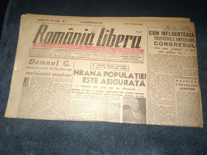 ZIAR ROMANIA LIBERA 19 AUGUST 1946