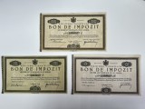 Lot Bonuri de Impozit &ndash; 500, 1000 si 10.000 lei - Regatul Rom&acirc;niei 1932&ndash;1933 &ndash; Ministerul Finanțelor &ndash; 4% dob&acirc;ndă &ndash; Documente istorice