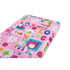 Lenjerie patut bebe, SomnART, cearceaf pat 60x120x10 cu elastic, cearceaf pilota 80x110, perna joasa 20x35, Pisicute