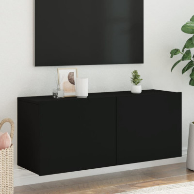 vidaXL Comodă TV de perete, negru, 100x30x41 cm foto