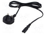 Cablu POS 2x0,75mm2 BS 1363 mufă IEC C7 mamă PVC 1,8m negru