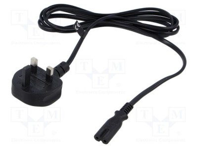 Cablu POS 2x0,75mm2 BS 1363 mufă IEC C7 mamă PVC 1,8m negru foto