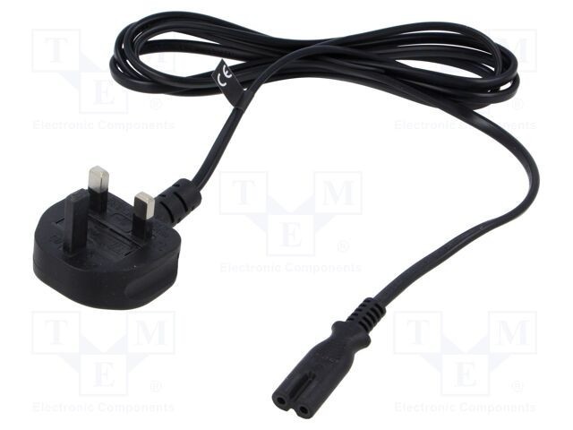 Cablu POS 2x0,75mm2 BS 1363 mufă IEC C7 mamă PVC 1,8m negru