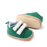 Pantofi pentru bebelusi, verzi, cu barete din blanita (Marime Disponibila: 6-9