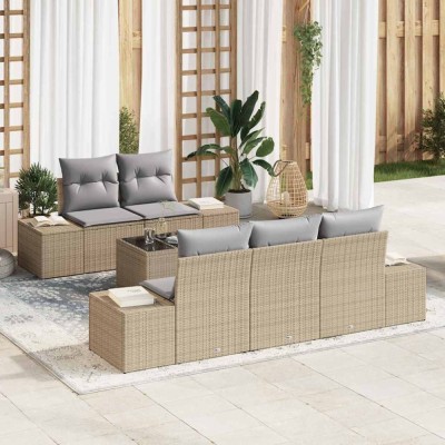vidaXL Set de canapele pentru grădină 6 pcs Bej și gri 55 x 55 x 37 cm 3355609 foto